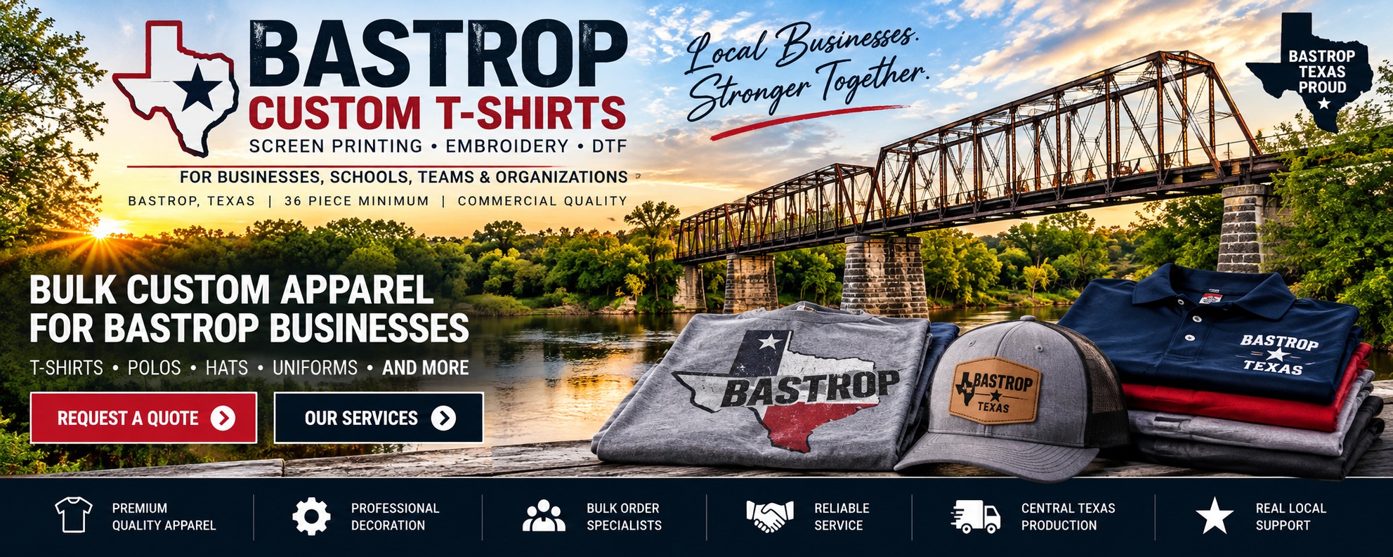 Bastrop Custom T-Shirts bulk custom apparel for Bastrop businesses
